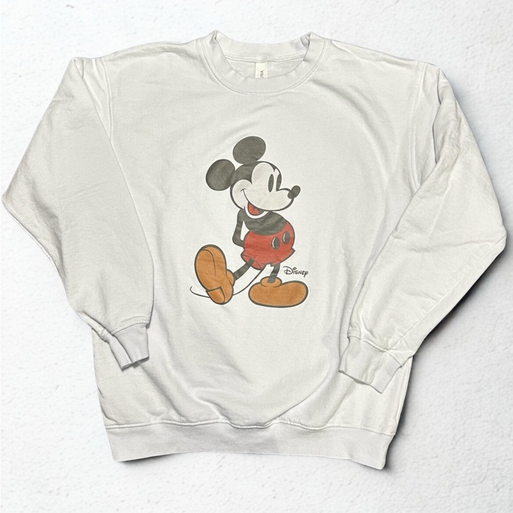 Disney Mickey Mouse White Sweatshirt with Vintage Style Mickey Size Medium NWOT